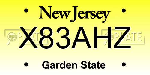 X83AHZ New Jersey License Plate
