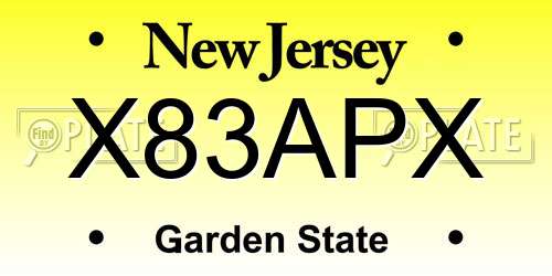 X83APX New Jersey License Plate