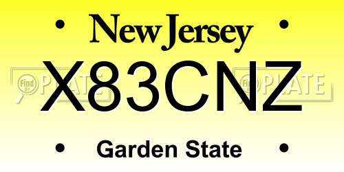 X83CNZ New Jersey License Plate