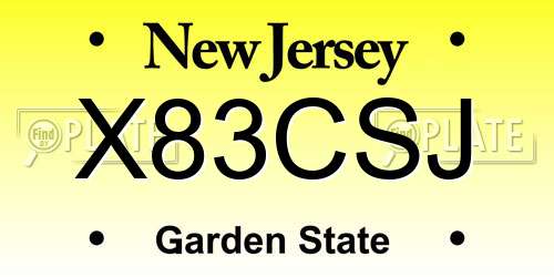 X83CSJ New Jersey License Plate