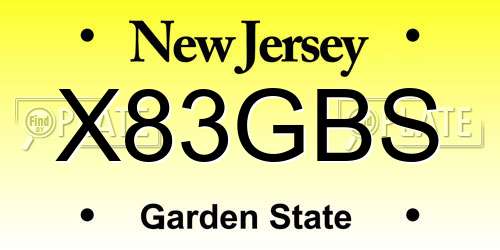 X83GBS New Jersey License Plate