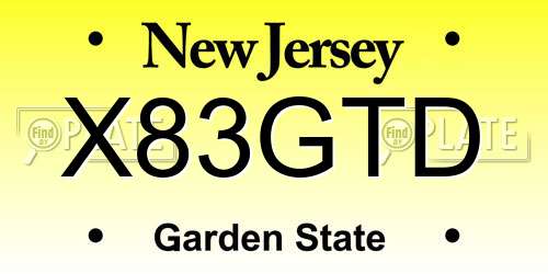 X83GTD New Jersey License Plate