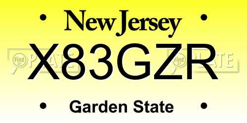 X83GZR New Jersey License Plate