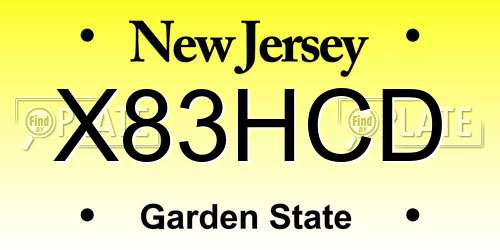 X83HCD New Jersey License Plate