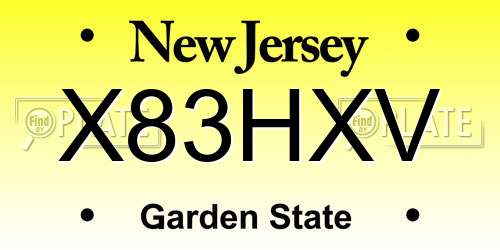 X83HXV New Jersey License Plate