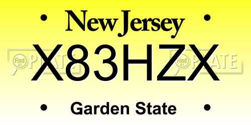 X83HZX New Jersey License Plate