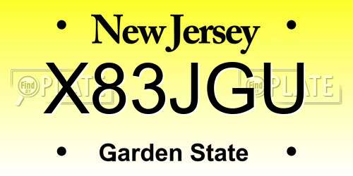 X83JGU New Jersey License Plate
