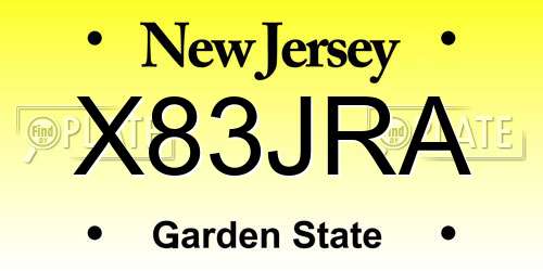 X83JRA New Jersey License Plate