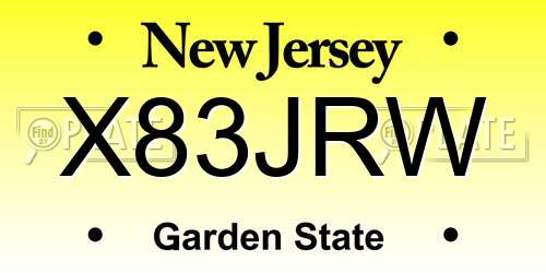 X83JRW New Jersey License Plate
