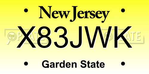 X83JWK New Jersey License Plate