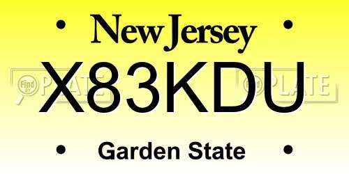 X83KDU New Jersey License Plate