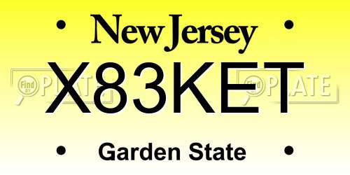 X83KET New Jersey License Plate