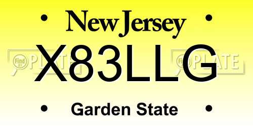 X83LLG New Jersey License Plate