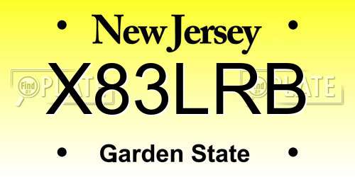 X83LRB New Jersey License Plate