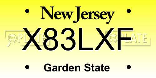 X83LXF New Jersey License Plate