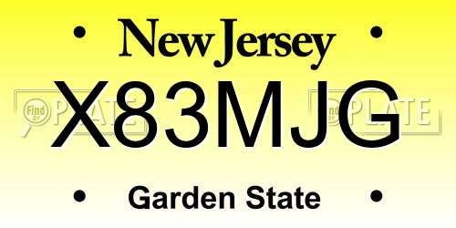 X83MJG New Jersey License Plate