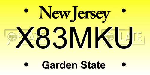 X83MKU New Jersey License Plate