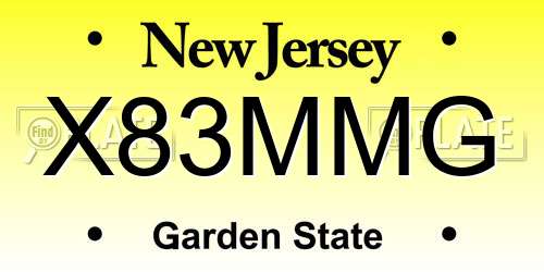 X83MMG New Jersey License Plate