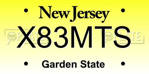 X83MTS New Jersey License Plate