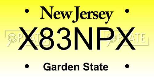 X83NPX New Jersey License Plate