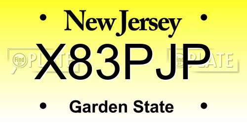 X83PJP New Jersey License Plate