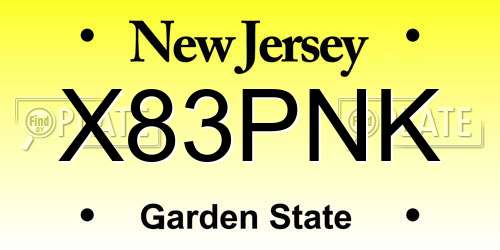 X83PNK New Jersey License Plate