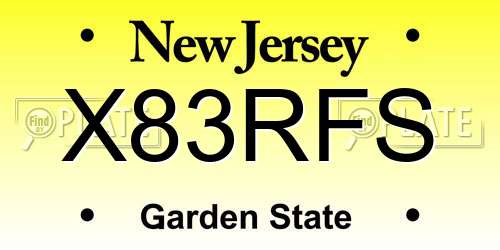 X83RFS New Jersey License Plate