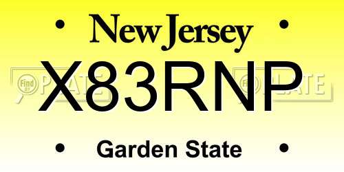X83RNP New Jersey License Plate