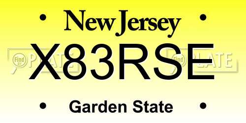 X83RSE New Jersey License Plate