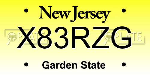 X83RZG New Jersey License Plate