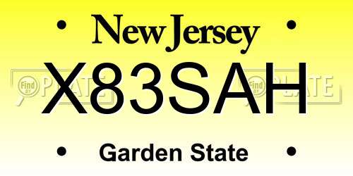 X83SAH New Jersey License Plate
