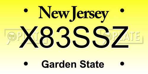 X83SSZ New Jersey License Plate