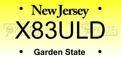 X83ULD New Jersey License Plate