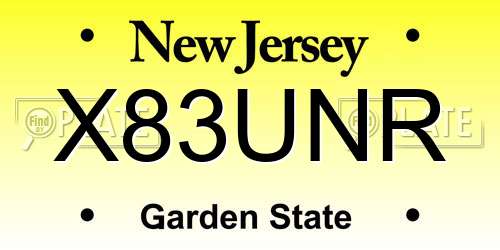 X83UNR New Jersey License Plate