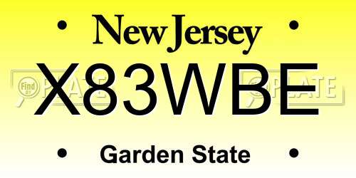 X83WBE New Jersey License Plate