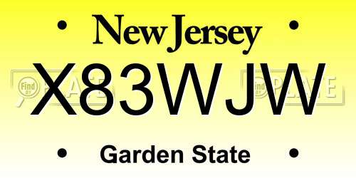 X83WJW New Jersey License Plate