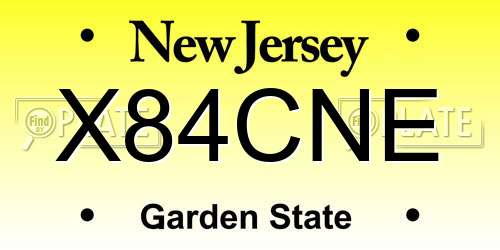 X84CNE New Jersey License Plate