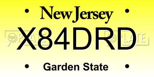X84DRD New Jersey License Plate