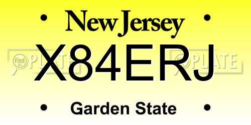 X84ERJ New Jersey License Plate