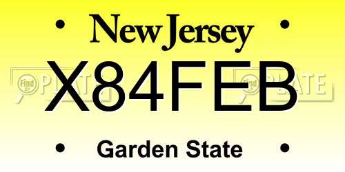 X84FEB New Jersey License Plate