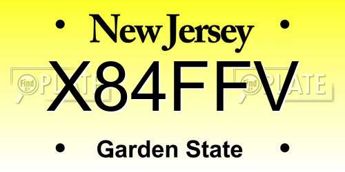 X84FFV New Jersey License Plate