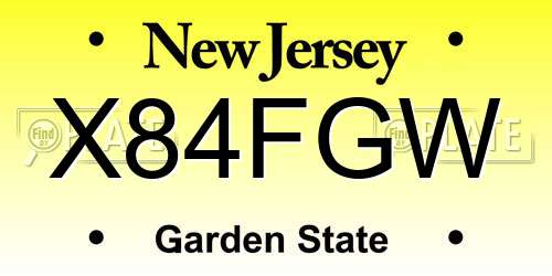 X84FGW New Jersey License Plate
