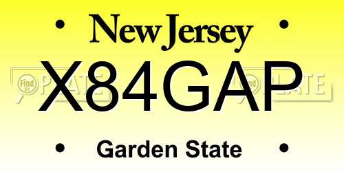 X84GAP New Jersey License Plate