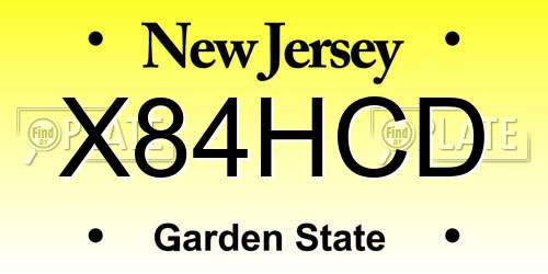 X84HCD New Jersey License Plate
