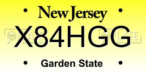 X84HGG New Jersey License Plate
