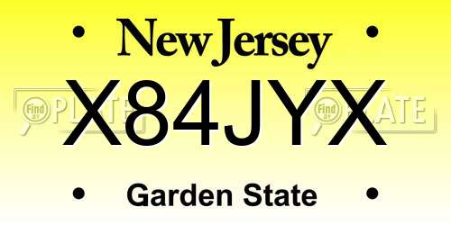 X84JYX New Jersey License Plate