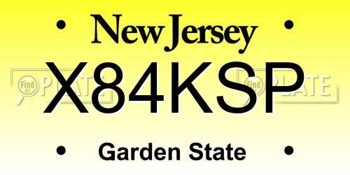 X84KSP New Jersey License Plate