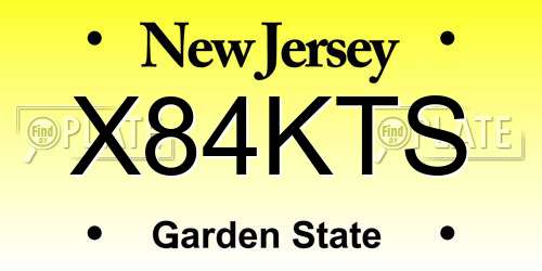 X84KTS New Jersey License Plate