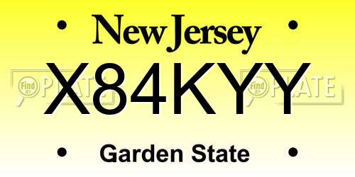X84KYY New Jersey License Plate
