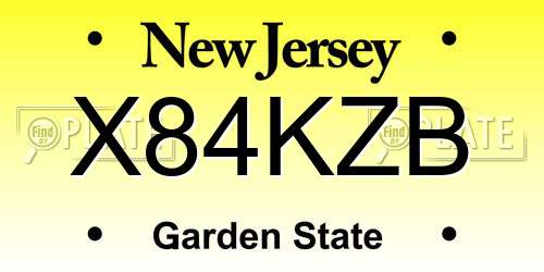 X84KZB New Jersey License Plate